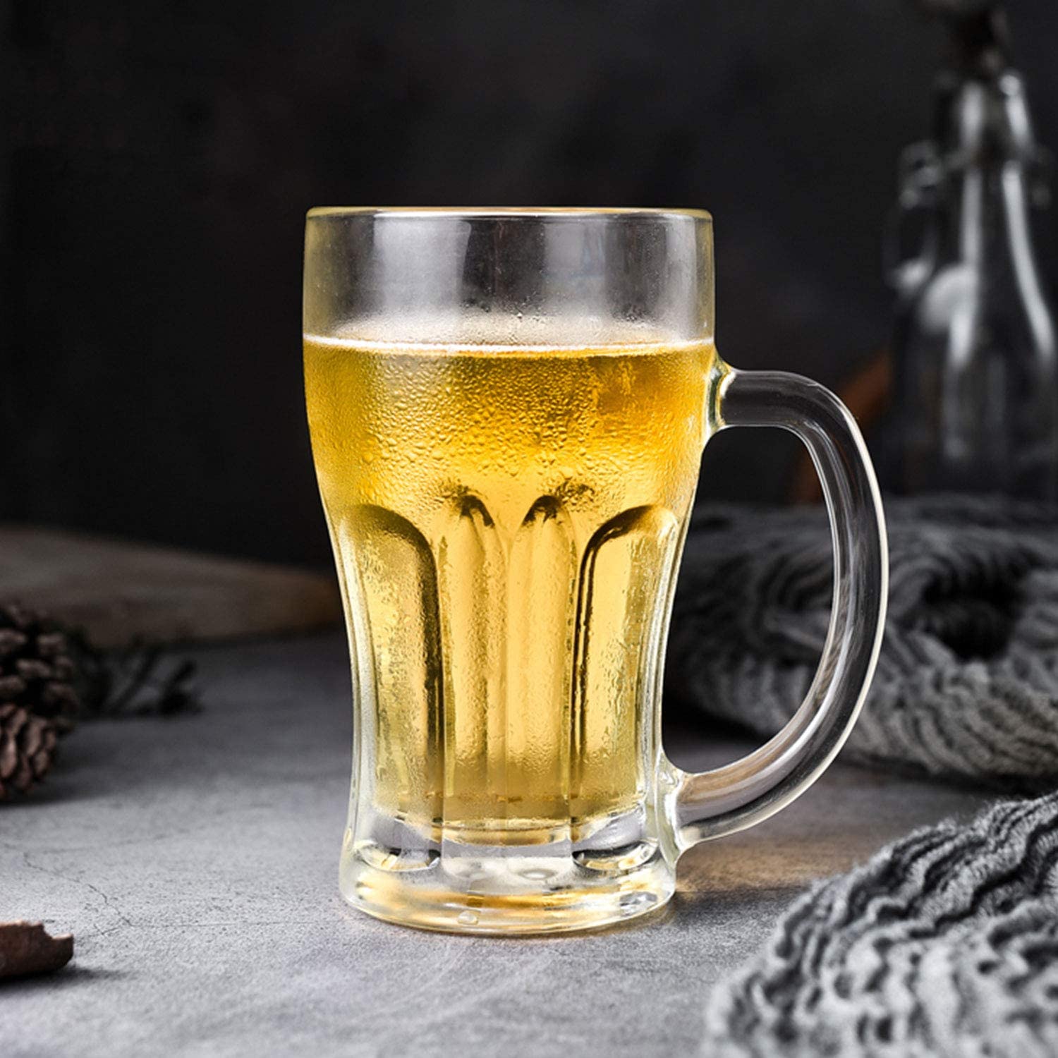 Beer Mugs Set,Glass Mugs With Handle 16oz,Large Beer Glasses For Freezer,Beer Cups Drinking Glasses 500ml,Pub Drinking Mugs Stein Water Cups For Bar,Alcohol,Beverages Set of 8 KTZB02… - Image 3